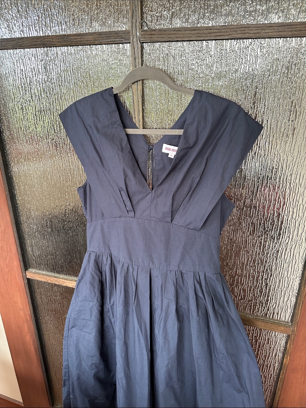 ROSIE ASSOULIN Navy In Full Bloom Dress Elegant Navy V-Neck Midi Dress Sz 10 - Picture 10 of 13